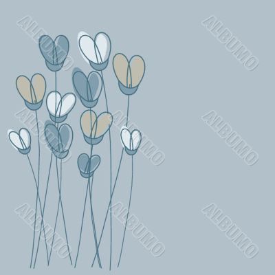 Vintage card with hand drawn flowers