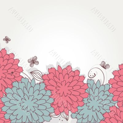 Vintage card with hand drawn flowers
