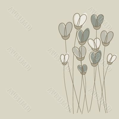 Vintage card with hand drawn flowers