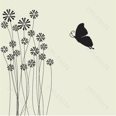 Floral card with butterflies