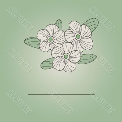 Vintage card with hand drawn flowers