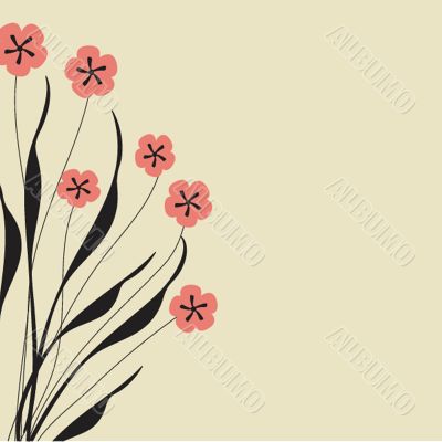 Vintage card with hand drawn flowers
