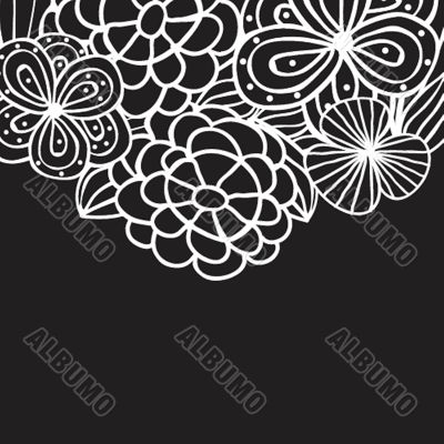 Vintage card with hand drawn flowers