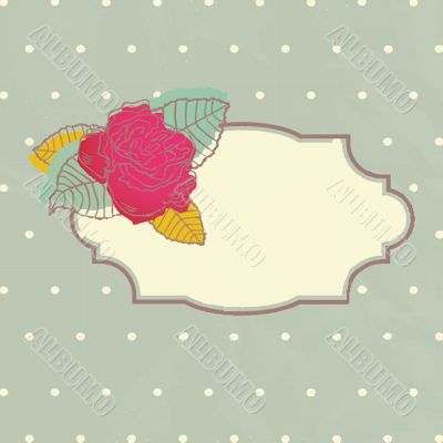 Vintage card with hand drawn flowers