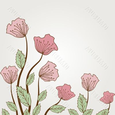 Vintage card with hand drawn flowers