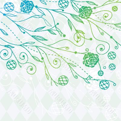 Vintage card with hand drawn flowers