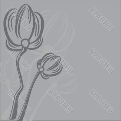 Vintage card with hand drawn flowers