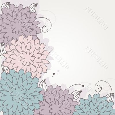 Vintage card with hand drawn flowers