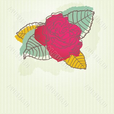 Vintage card with hand drawn flowers