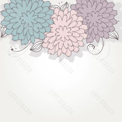 Vintage card with hand drawn flowers
