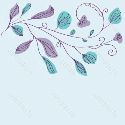 Vintage card with hand drawn flowers