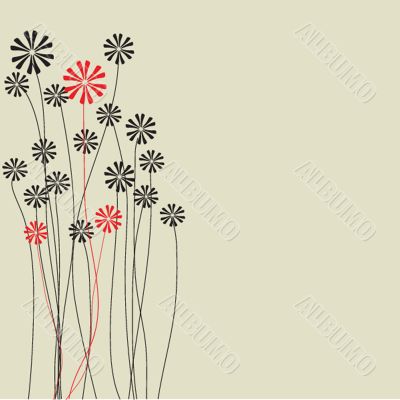 Vintage card with hand drawn flowers
