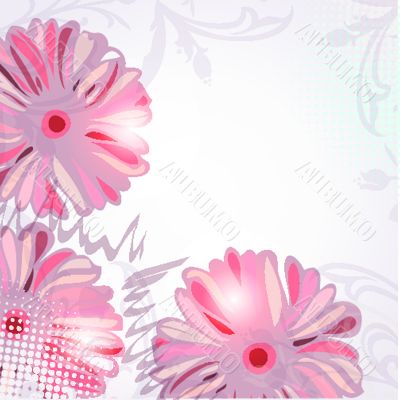 Vintage card with hand drawn flowers