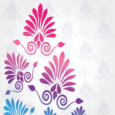 Vintage card with hand drawn flowers