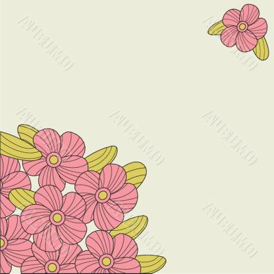 Vintage card with hand drawn flowers