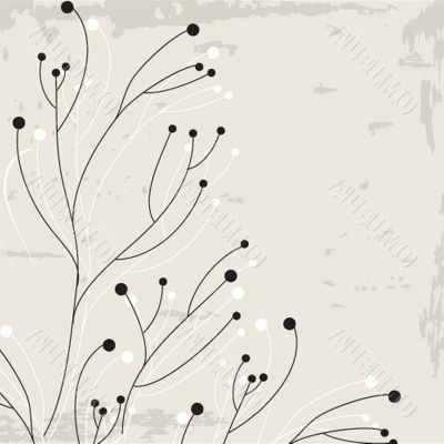 Vintage card with hand drawn flowers