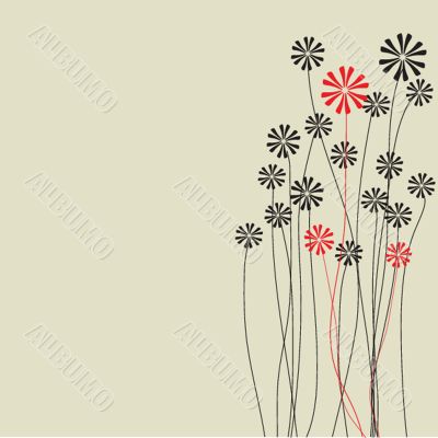 Vintage card with hand drawn flowers