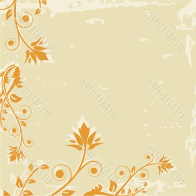 Vintage card with hand drawn flowers