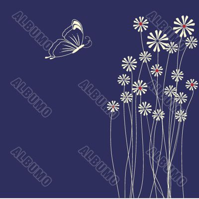Floral card with butterflies