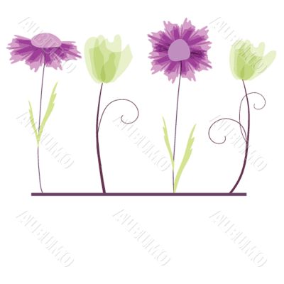 Vintage card with hand drawn flowers