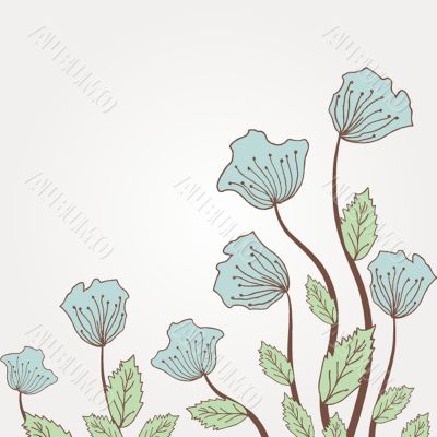 Vintage card with hand drawn flowers