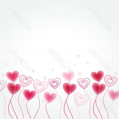Greetings card with floral hearts