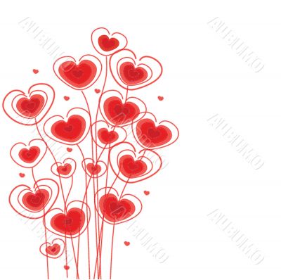Greetings card with floral hearts