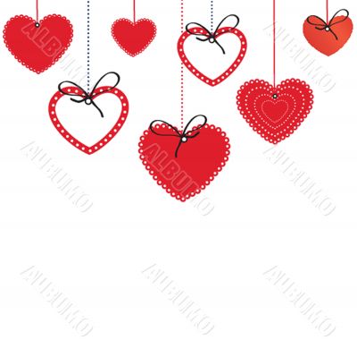 Cute vector background with vintage hearts