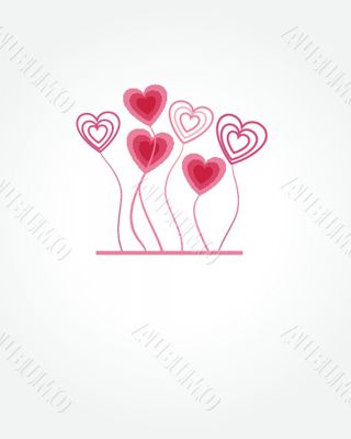Greetings card with floral hearts