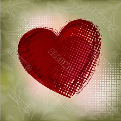 Cute vector background with vintage hearts
