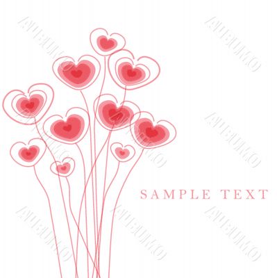 Greetings card with floral hearts