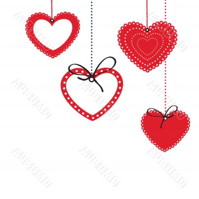 Cute vector background with vintage hearts