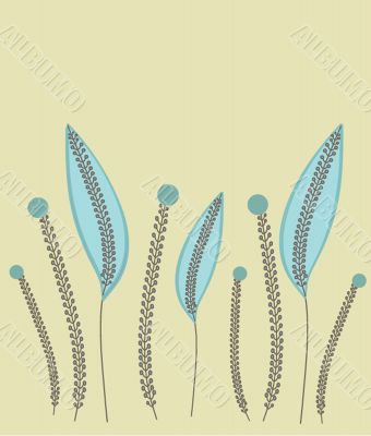 Vintage card with hand drawn flowers