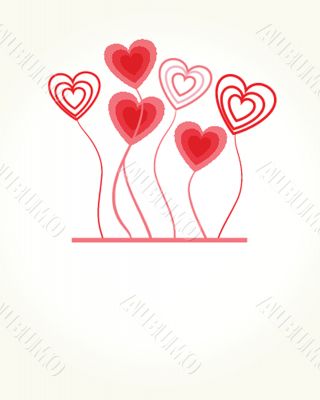 Greetings card with floral hearts