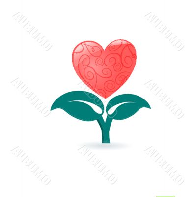 Greetings card with floral hearts