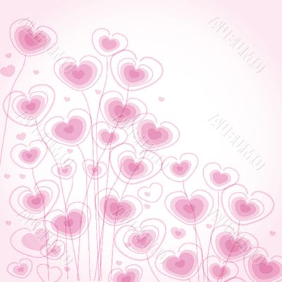 Greetings card with floral hearts