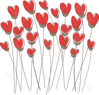 Greetings card with floral hearts