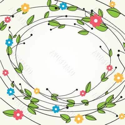 Vintage card with hand drawn flowers