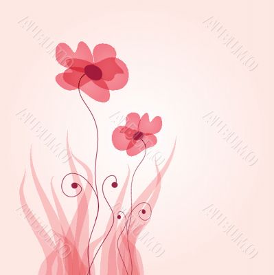 Vintage card with hand drawn flowers