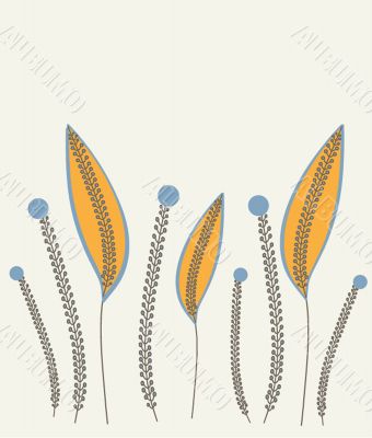 Vintage card with hand drawn flowers