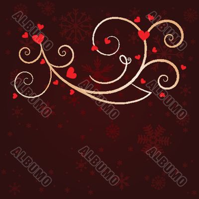 Christmas background with holly berry leaves on dark green background