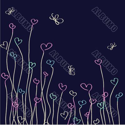 Floral card with butterflies
