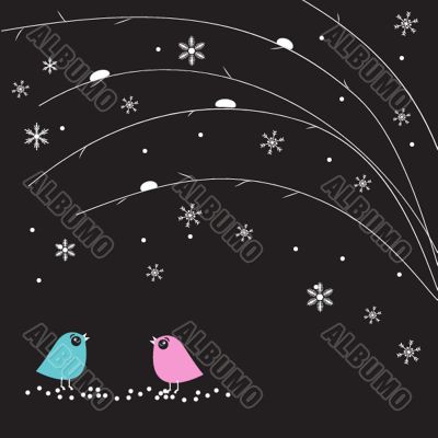 Christmas card with holiday elements.