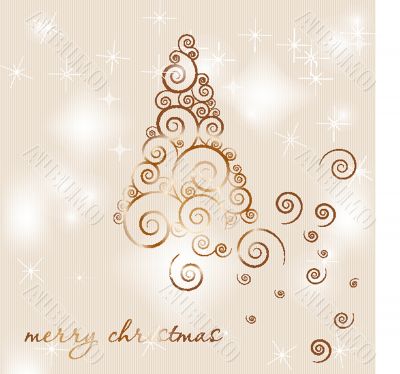 Christmas background with Christmas tree, vector illustration.