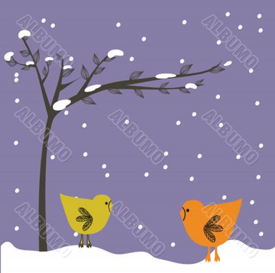 Christmas card with holiday elements.