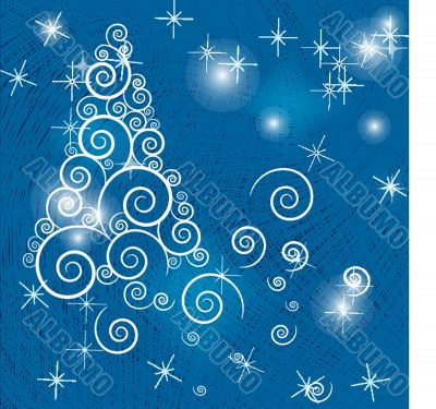 Christmas background with Christmas tree, vector illustration.