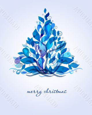 Christmas background with Christmas tree, vector illustration.
