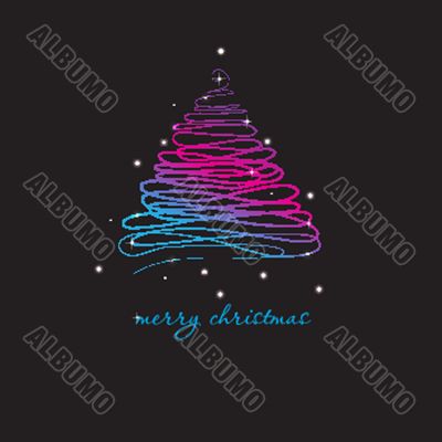 Christmas background with Christmas tree, vector illustration.