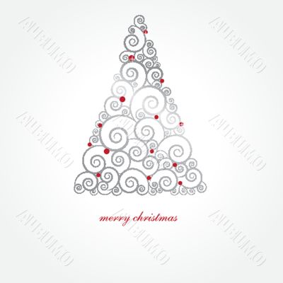 Christmas background with Christmas tree, vector illustration.