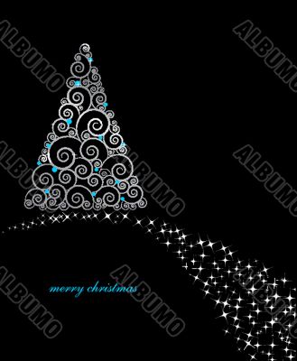 Christmas background with Christmas tree, vector illustration.